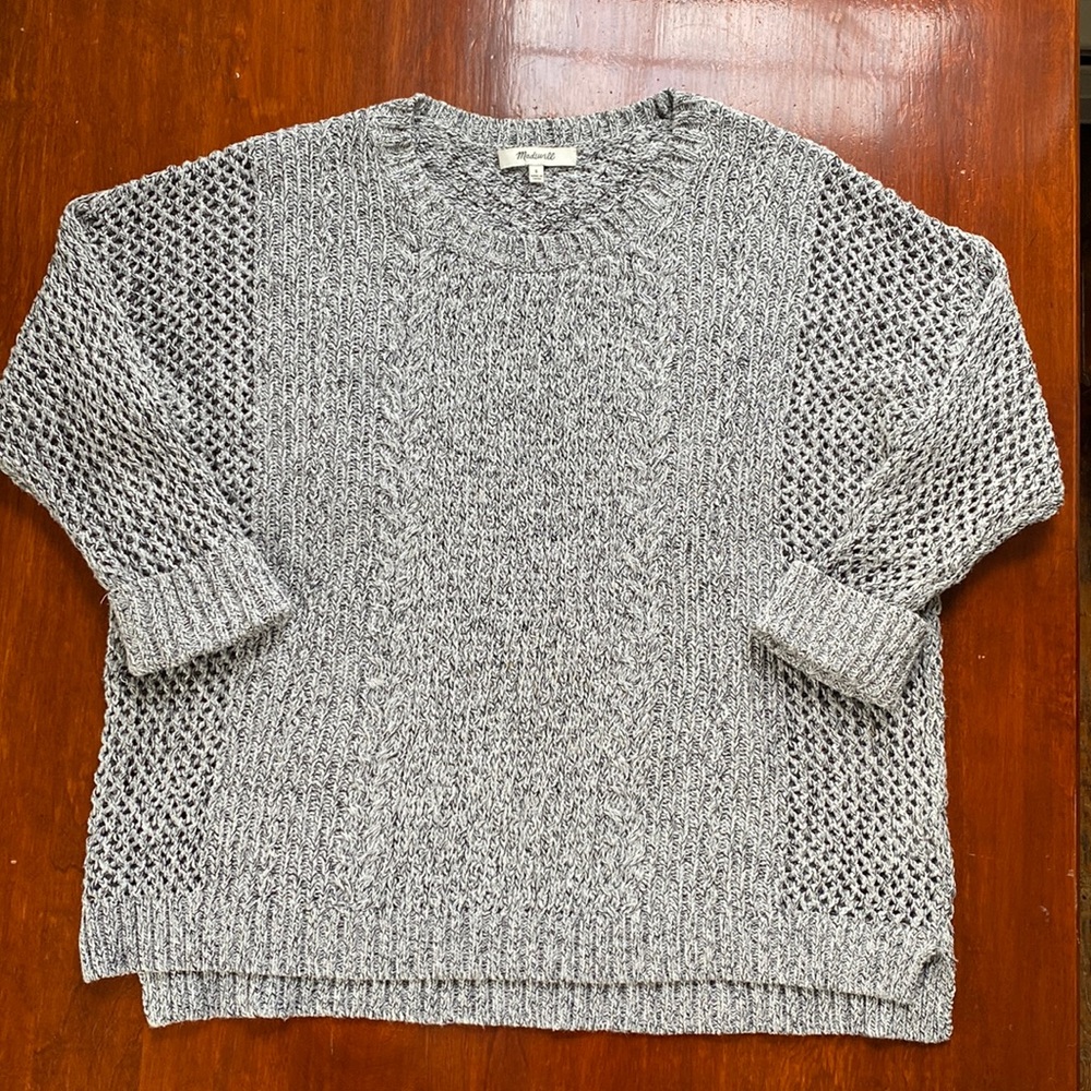 Madewell Marled Plaza Pullover Sweater in heather gray